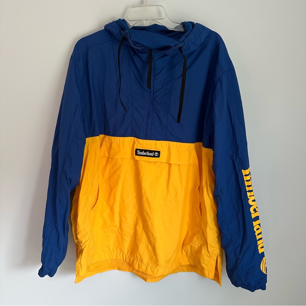 Timberland Windbreaker Anorak Blue Yellow Water Repellent XL pullover